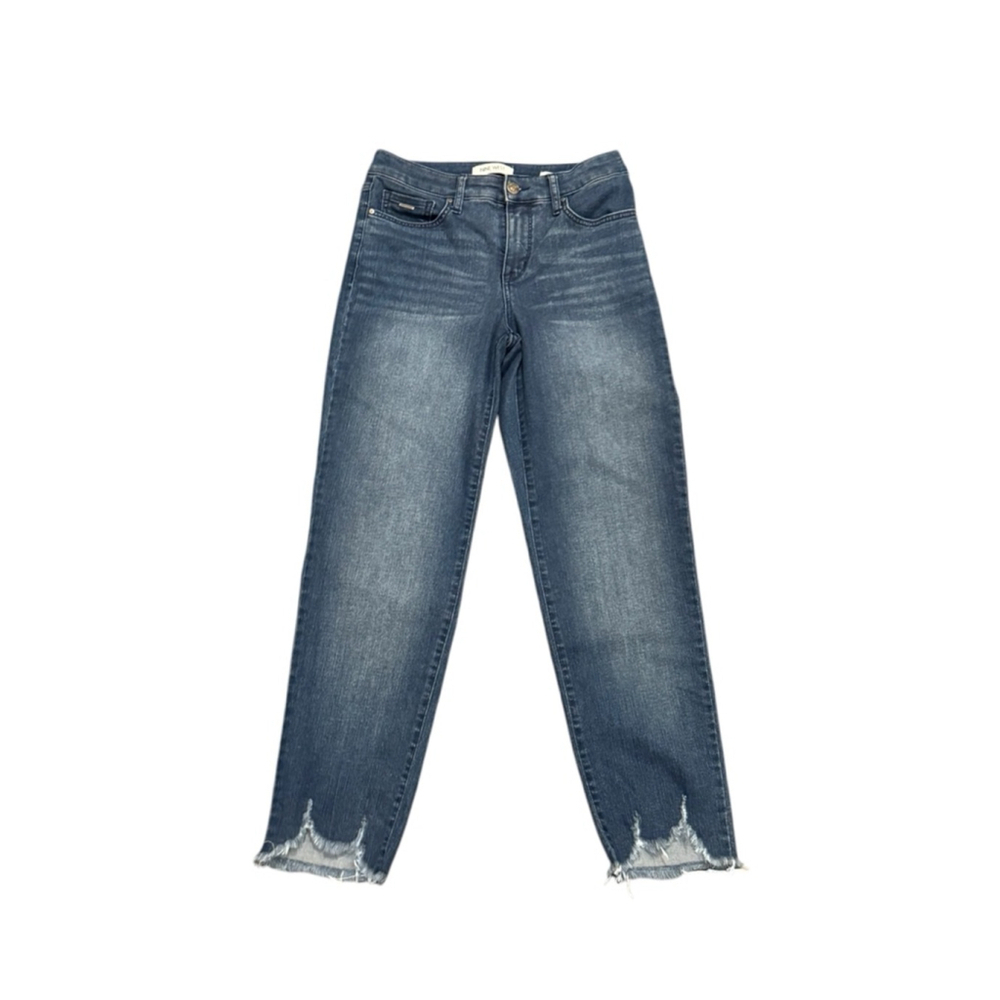 Nine West Women’s High Rise Straight Ankle Distressed Stretch Denim jeans Sz 2‌